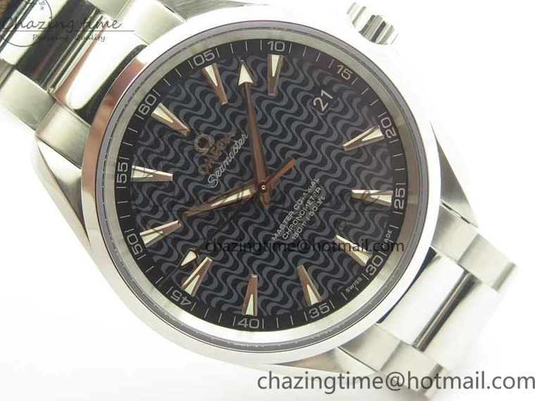 0524 FlexibleFit Aqua Terra 150M SS VSF 1:1 Best Edition Black Wave Textured Dial RG Hand on SS Bracelet A8500 Super Clone 8032